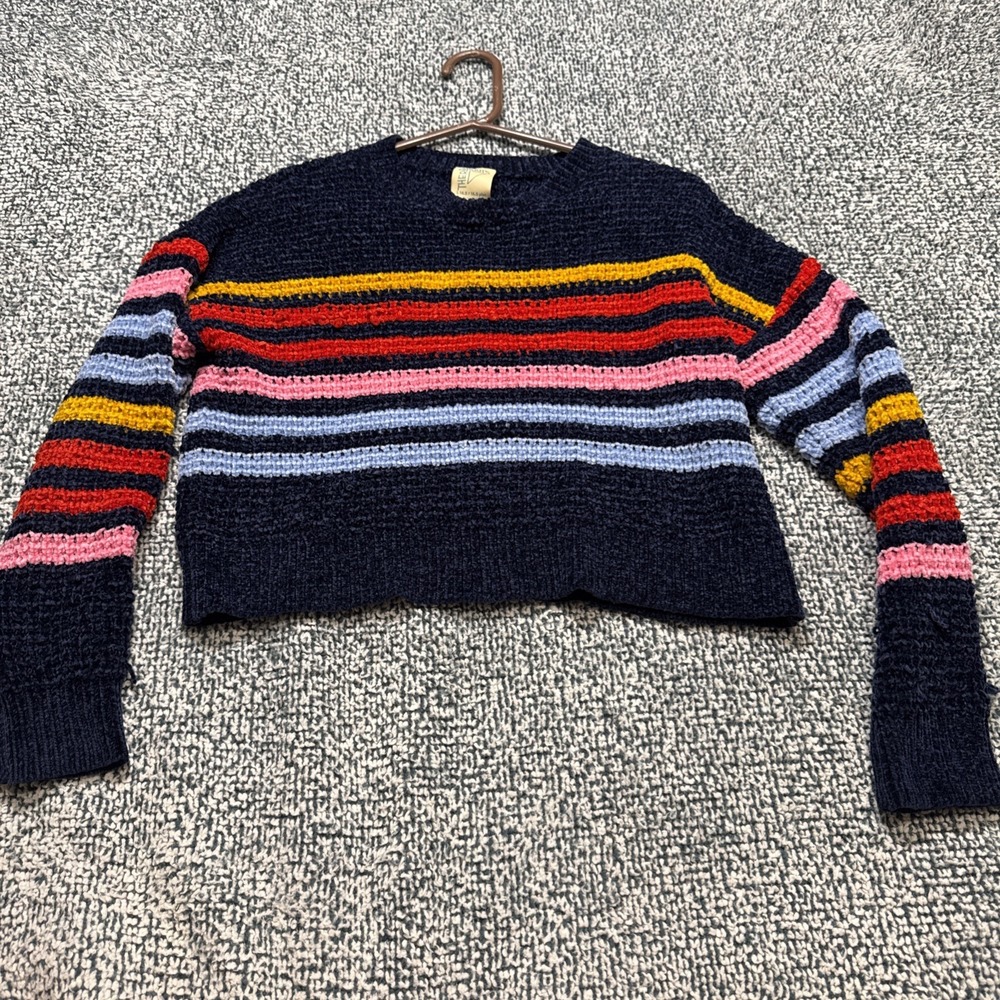Thereabouts, Girls, Size L Plus, 14.5 16.5, Striped, Chenille, Pullover Sweater